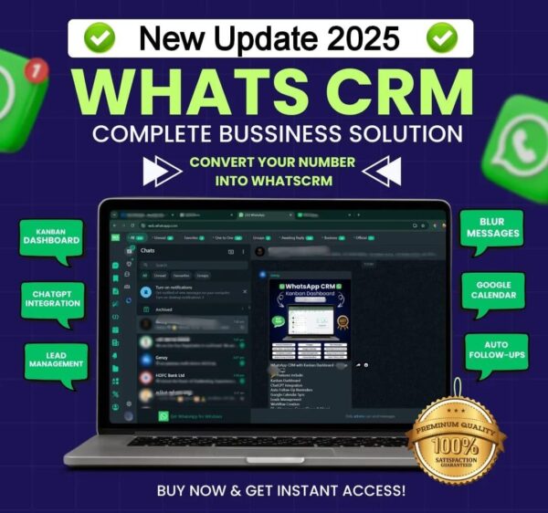 𝗪𝗵𝗮𝘁𝘀𝗔𝗽𝗽 𝗽𝗼𝘄𝗲𝗿𝗳𝘂𝗹 𝗖𝗥𝗠 (KANBAN DASBOARD)